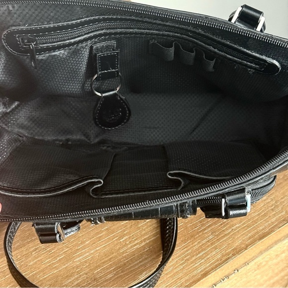 M.C. Marc Chantal Black Crocodile Embossed Leather Shoulder Handbag Purse - Picture 7 of 13